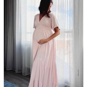 Pinkblush Maternity Tiered V neck Flounce Dress